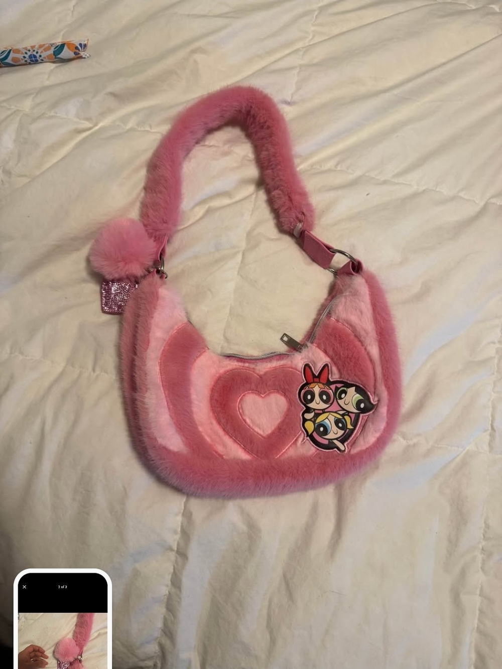 Loungefly Pink Plush Powerpuff Girls Heart Shoulder Bag